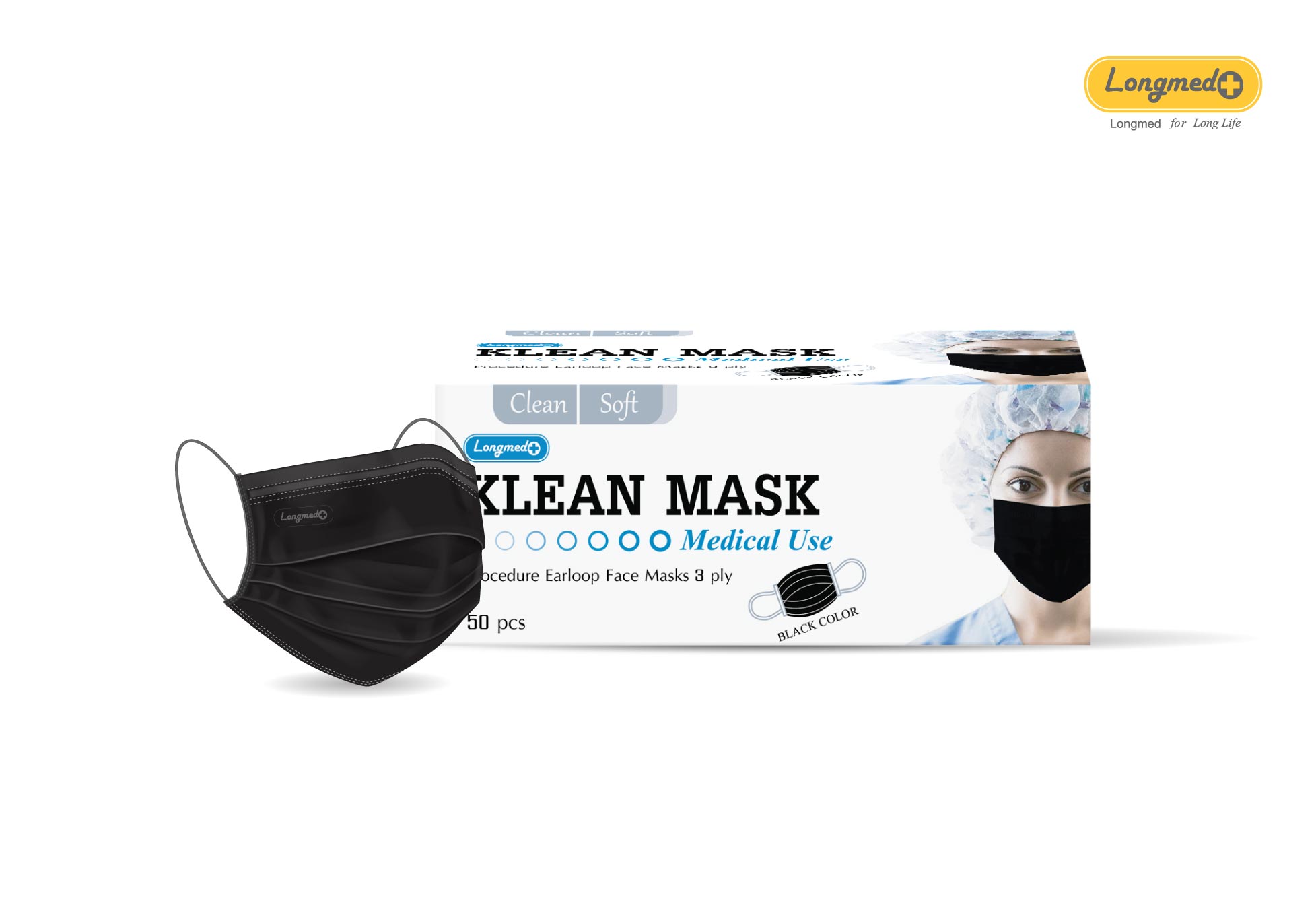 KLEAN MASK คลีนมาส์ก หน้ากากอนามัย สีเขียว สีชมพู สีฟ้า สีขาว สีดำ