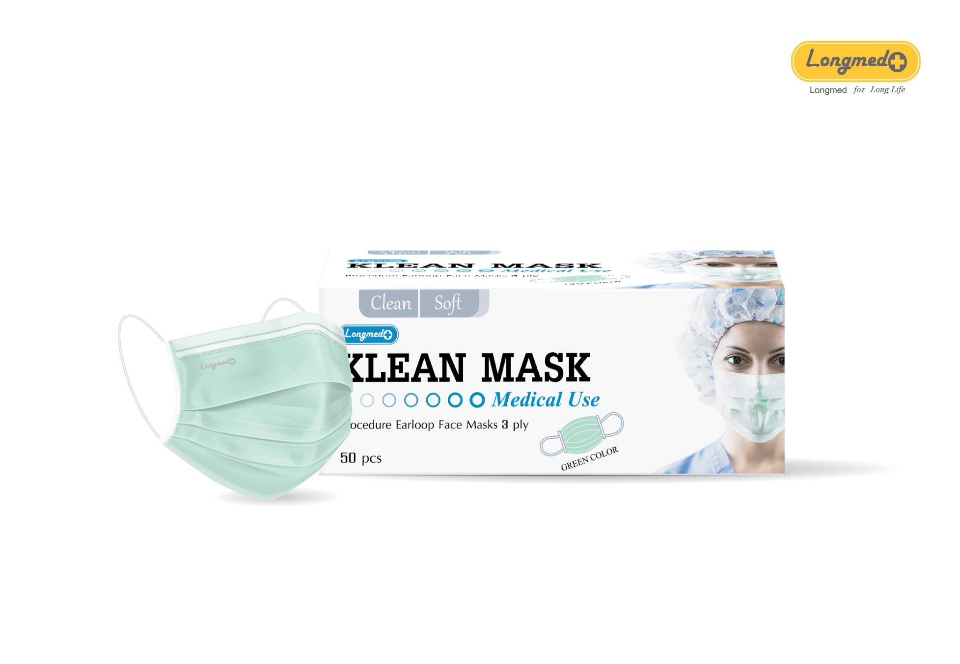 KLEAN MASK คลีนมาส์ก หน้ากากอนามัย สีเขียว สีชมพู สีฟ้า สีขาว สีดำ
