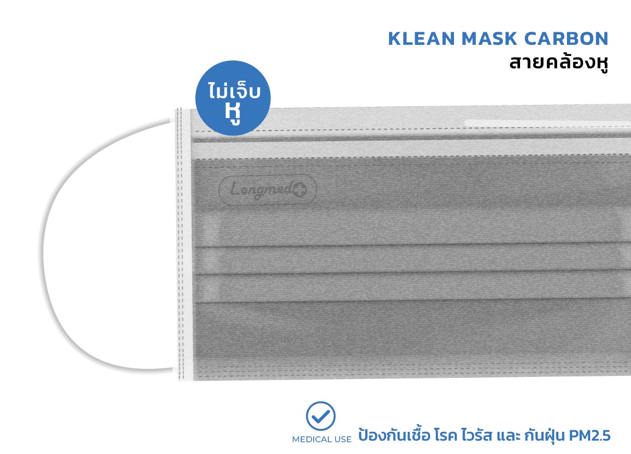 KLEAN MASK CARBON คลีนมาส์ก หน้ากากอนามัยคาร์บอน 4 ชั้น สายคล้องหู